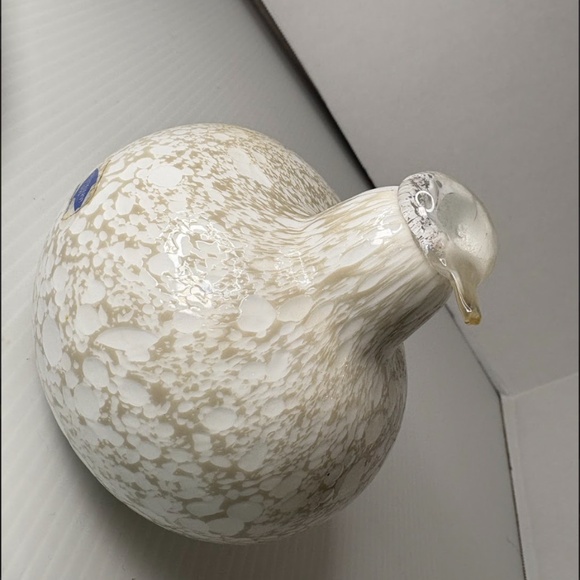 Oiva Toikka White Speckled Willow ArtGlass Bird Finland Nuutajarvi Signed/Label - Picture 8 of 12
